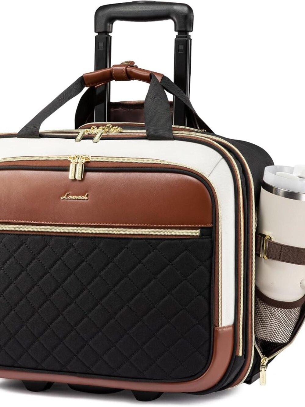 Rolling Laptop Bag Women, 17.3 Inch Laptop Briefcase with Wheels, Soft Sided Und